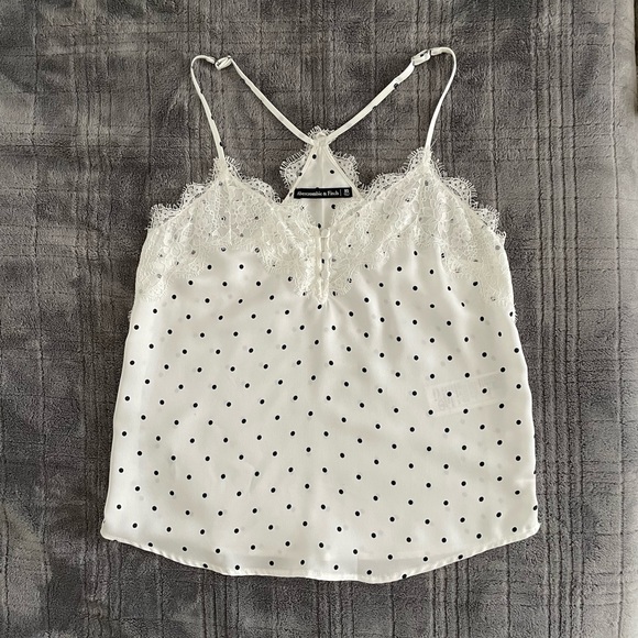 Abercrombie & Fitch Lace-Trim Satin Cami polka dot XS - Picture 4 of 5